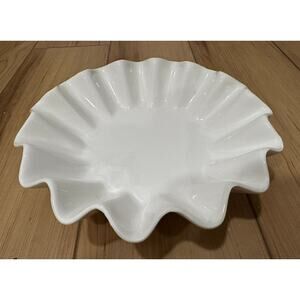 White Porcelain Serving Dishes Ruffle Rim Storehouse 7 "